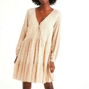 American Eagle Long Sleeve Tiered Floral Babydoll Dress Size S